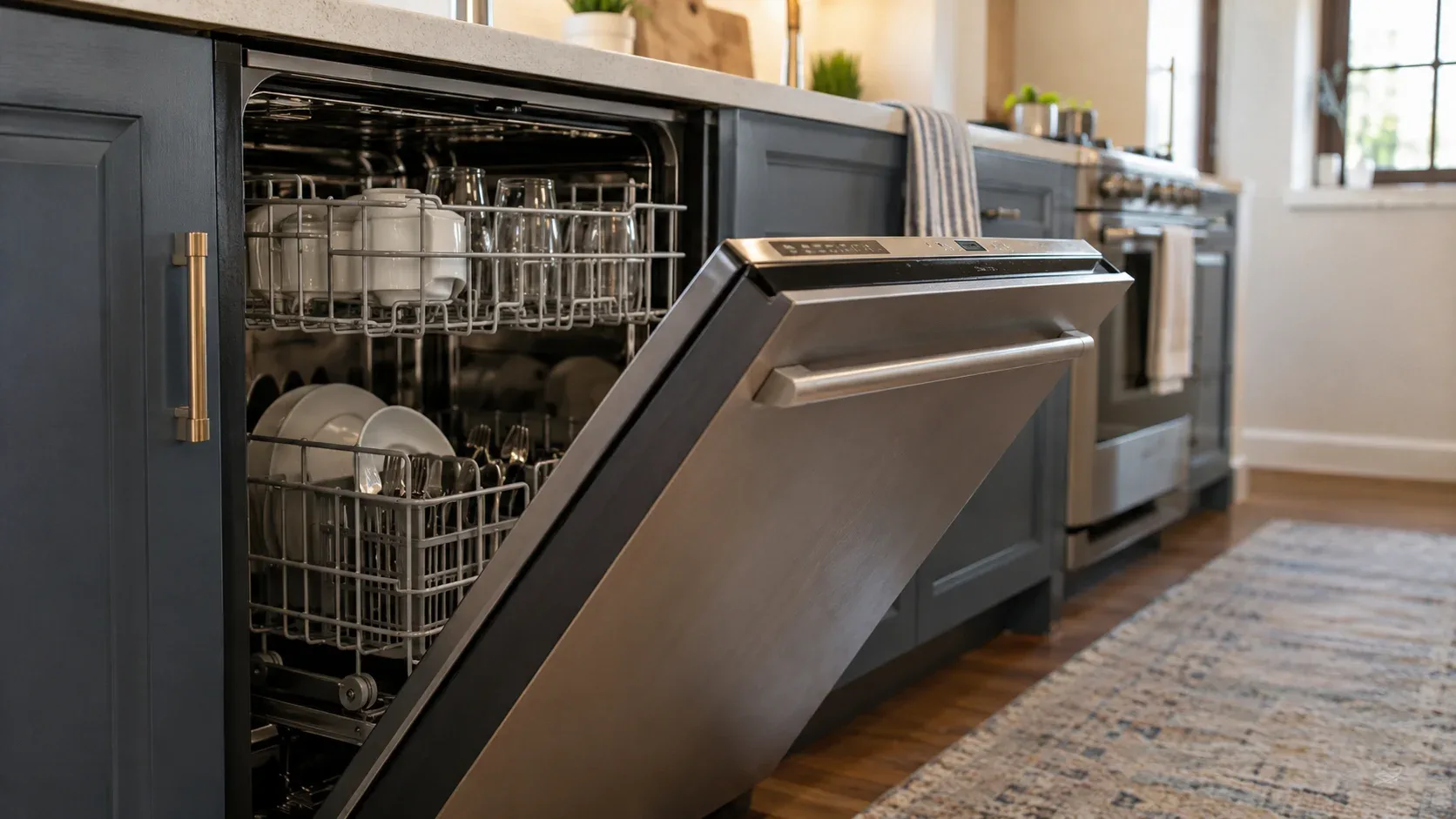 Residential dishwasher prepared for appliance service
